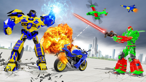 Snow Bike Transform Robot Game - Image screenshot of android app