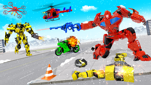 Snow Bike Transform Robot Game - Image screenshot of android app