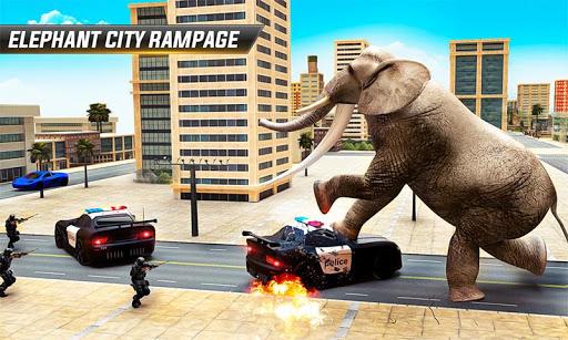 Angry Elephant City Attack Animal Attack Simulator - Gameplay image of android game