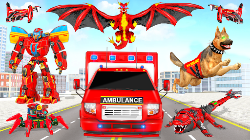 Ambulance Dog Robot Car Game - Image screenshot of android app