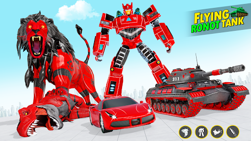 Army Tank Lion Robot Car Games - Gameplay image of android game