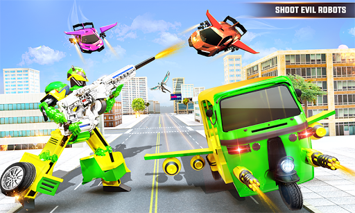 Flying Tuk Tuk Robot Auto Rickshaw Driving Games - عکس بازی موبایلی اندروید