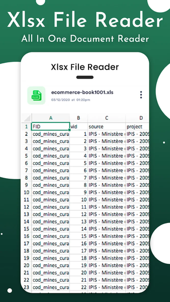 Xlsx File Viewer : Excel Reade - عکس برنامه موبایلی اندروید