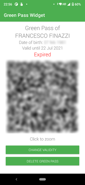 Green Pass Widget - Image screenshot of android app
