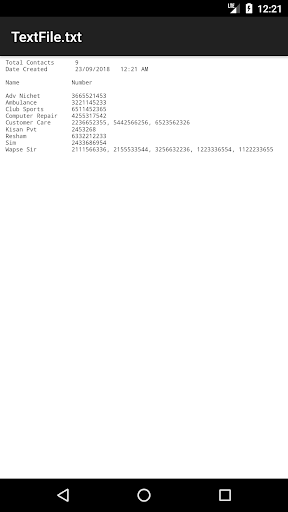 Contacts to pdf, vcf, text - Image screenshot of android app