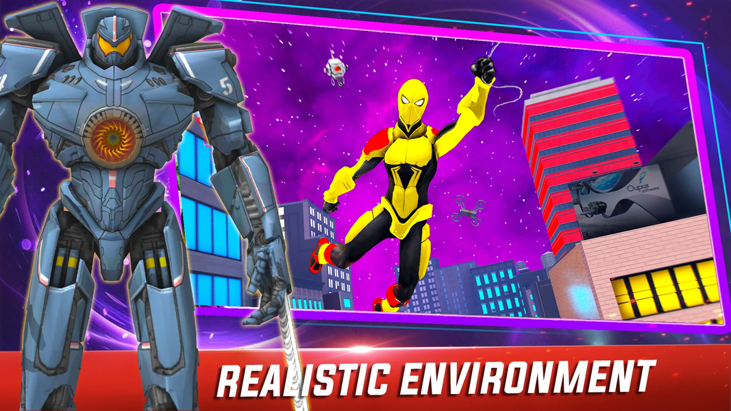 Flying Spider Hero Robot Games - Gameplay image of android game