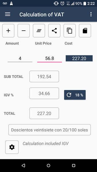 IGV Peru - Calculation of VAT - عکس برنامه موبایلی اندروید