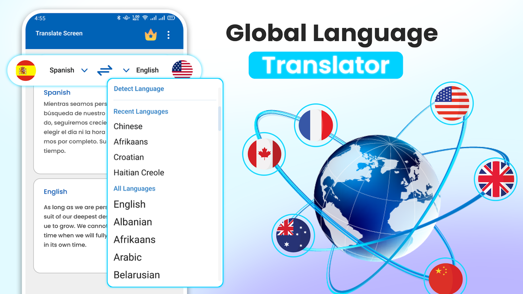 Language Translate App - عکس برنامه موبایلی اندروید