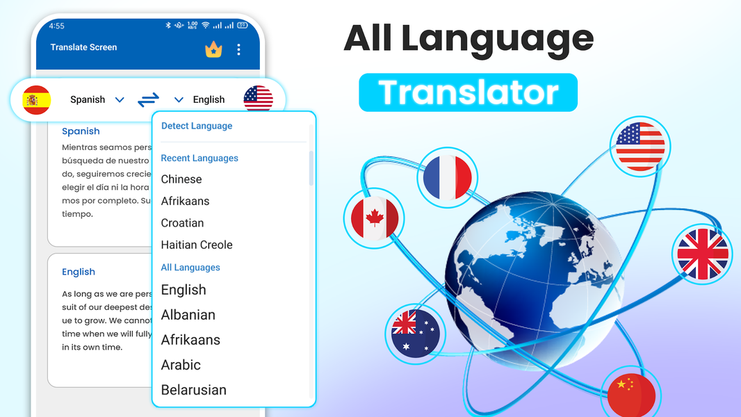 Language Translate App - عکس برنامه موبایلی اندروید