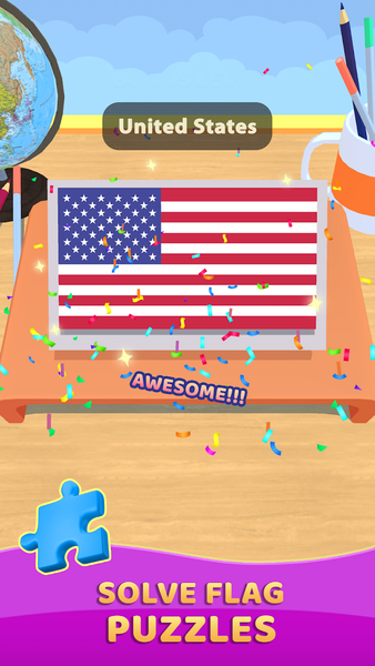 Flag Drop: Nation Flag Puzzle - Gameplay image of android game