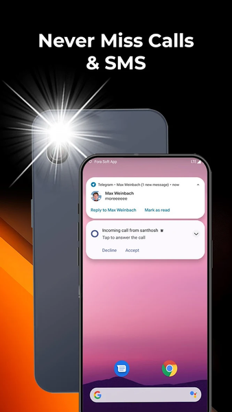 Flash Alert on Call SMS, Noti - عکس برنامه موبایلی اندروید