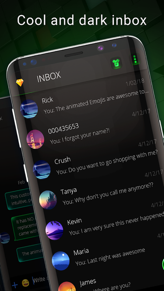 Dark mode SMS theme - عکس برنامه موبایلی اندروید