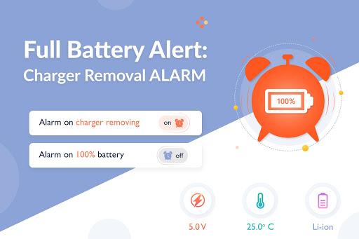 Full Battery Alert: Charger Removal Alarm - Image screenshot of android app