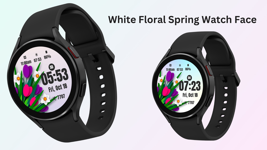 White Floral Spring Watch Face - Image screenshot of android app