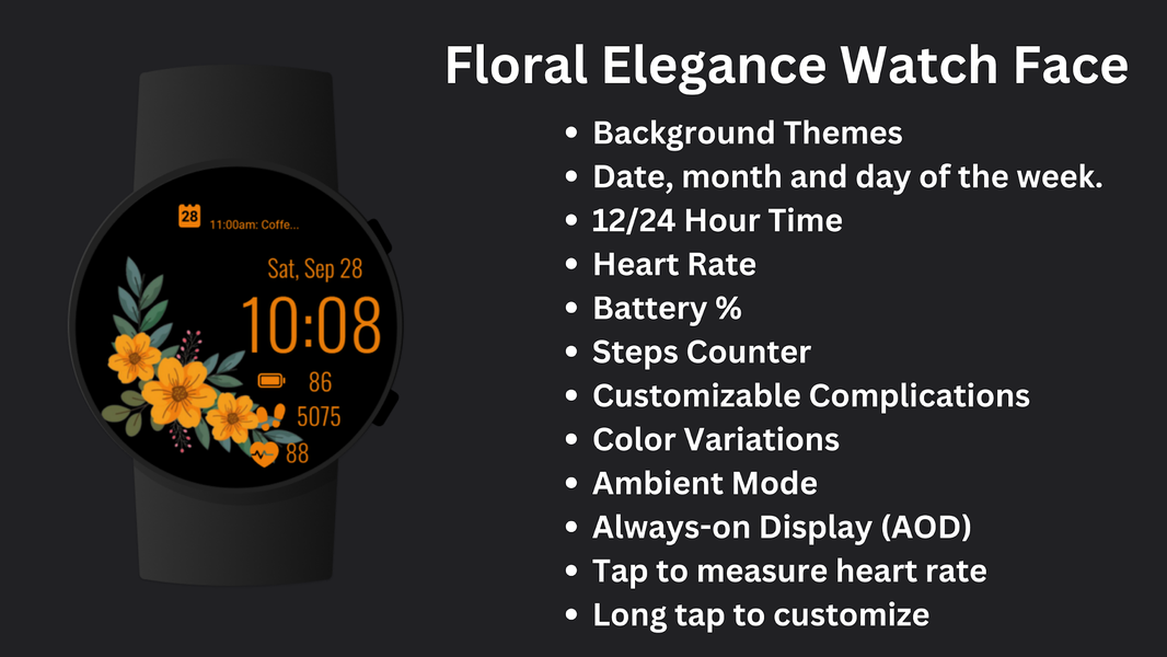 Floral Elegance Watch Face - Image screenshot of android app