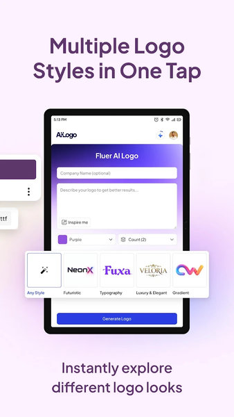 Fluer AI Logo Maker - عکس برنامه موبایلی اندروید