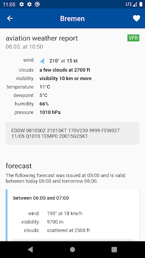 Aviation weather - METAR & TAF - Image screenshot of android app