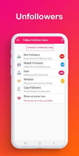 Unfollow for Instagram - Fans & Non followers - عکس برنامه موبایلی اندروید