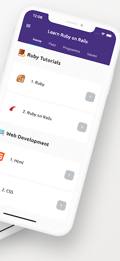 Learn Ruby On Rail Programming - عکس برنامه موبایلی اندروید
