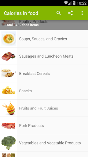 Calories in food - Image screenshot of android app