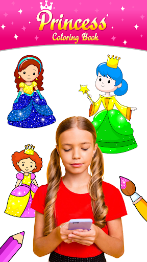 Princess Glitter Coloring Book and Girl Games - Gameplay image of android game