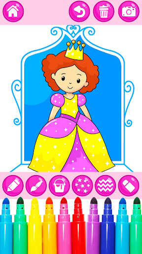 Princess Glitter Coloring Book and Girl Games - Gameplay image of android game