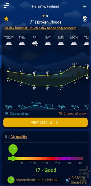 هواشناسی دقیق و پیشرفته ۱۴۰۴ - عکس برنامه موبایلی اندروید