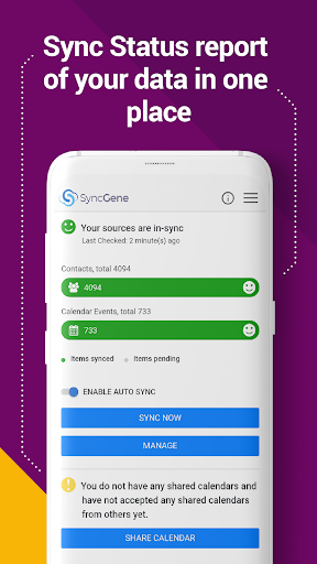 SyncGene Contact Calendar Sync - عکس برنامه موبایلی اندروید