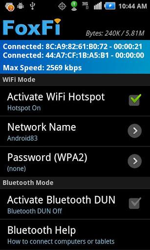 FoxFi (WiFi Tether w/o Root) - Image screenshot of android app