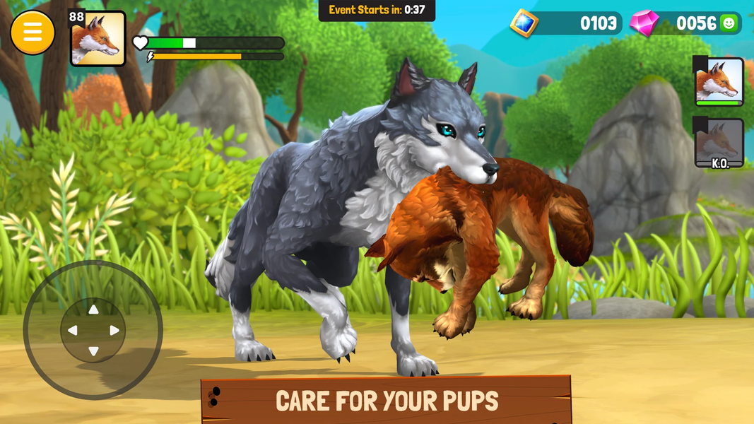 Animal Kingdoms: Wolf Sim MMO - Gameplay image of android game