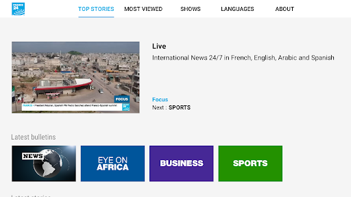 FRANCE 24 - Android TV - Image screenshot of android app