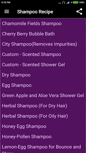 Shampoo Recipe - عکس برنامه موبایلی اندروید