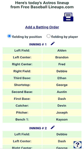 Free Youth Baseball Fielding Lineups