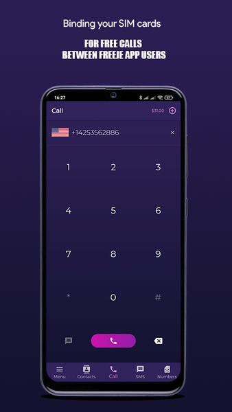 Freeje Optimum Virtual number - Image screenshot of android app