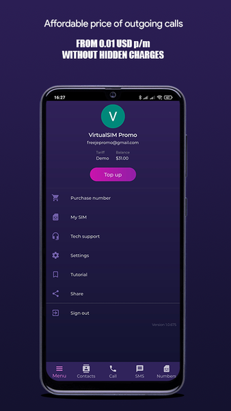 Freeje Optimum Virtual number - عکس برنامه موبایلی اندروید