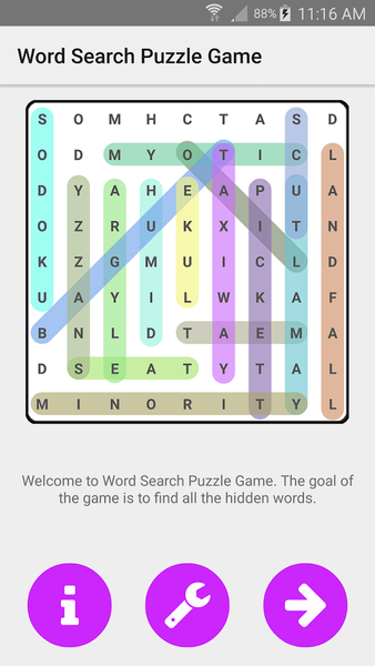 Word Search Puzzle Game - Gameplay image of android game