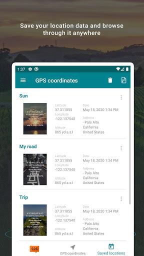 My GPS Coordinates - عکس برنامه موبایلی اندروید