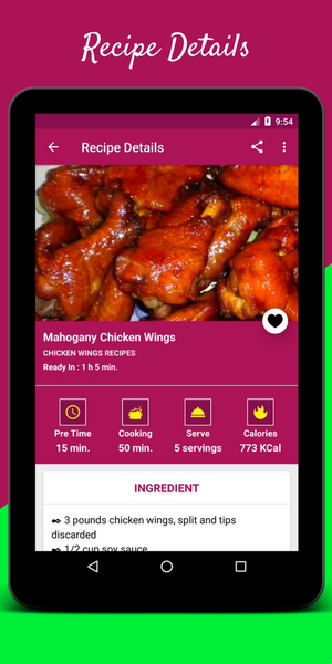 Chicken Wings Recipes Cooking - Image screenshot of android app
