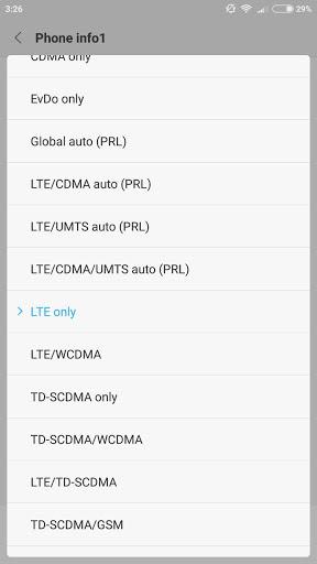 ۴G LTE Network Mode Only - عکس برنامه موبایلی اندروید