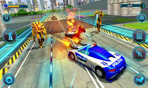 US Police Robot Car Revenge - Gameplay image of android game
