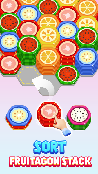 Fruitagon: Stack Sort - Gameplay image of android game