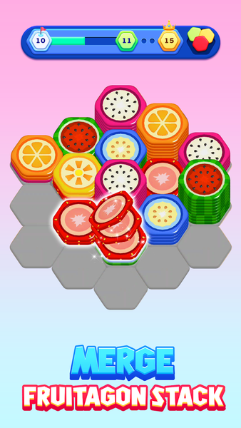 Fruitagon: Stack Sort - Gameplay image of android game