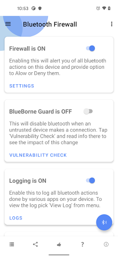 Bluetooth Firewall Trial - Image screenshot of android app