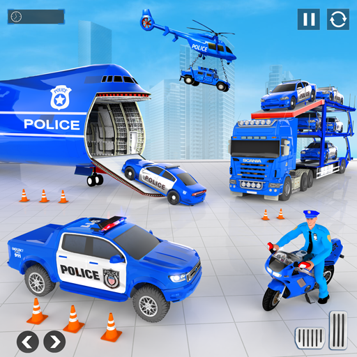 Police Car transporter Game 3D - Gameplay image of android game