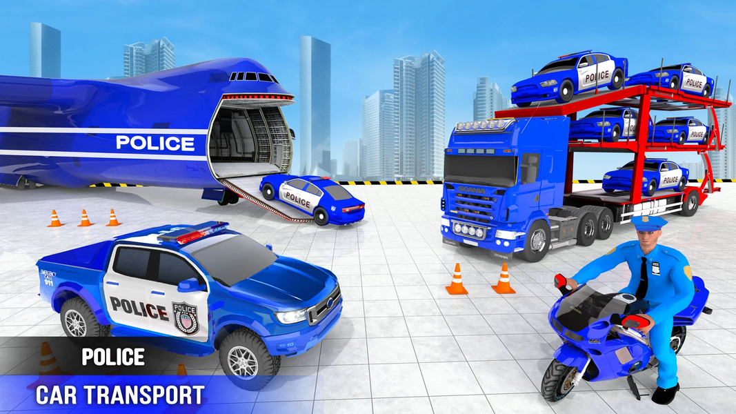 Police Car transporter Game 3D - Gameplay image of android game