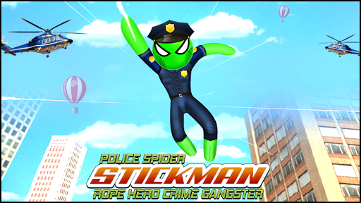Police Spider Stickman Rope Hero Crime Gangster - Gameplay image of android game