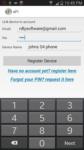Find My Phone, xfi Endpoint - Image screenshot of android app