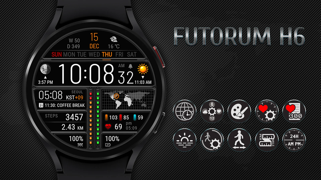 Futorum H6 Digital watch face - Image screenshot of android app