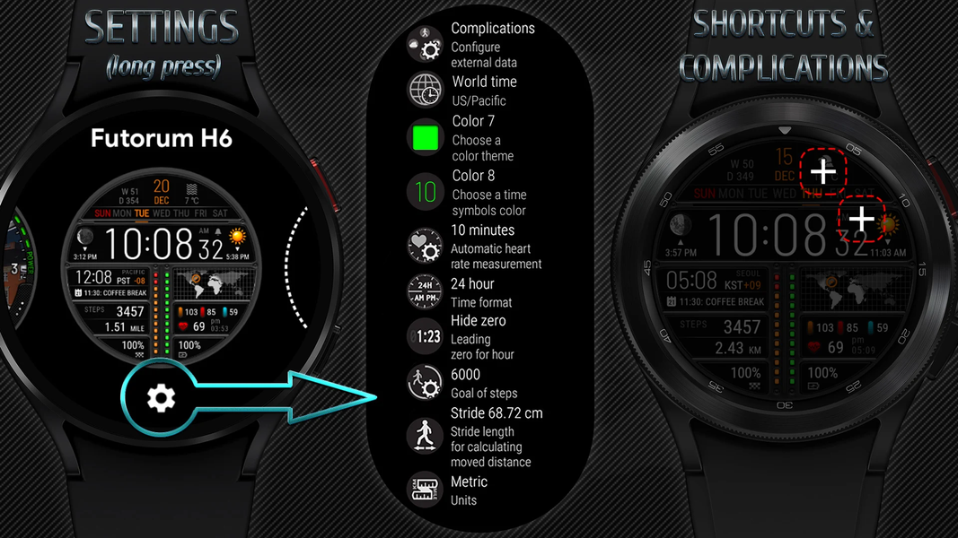 Futorum H۶ Digital watch face - عکس برنامه موبایلی اندروید