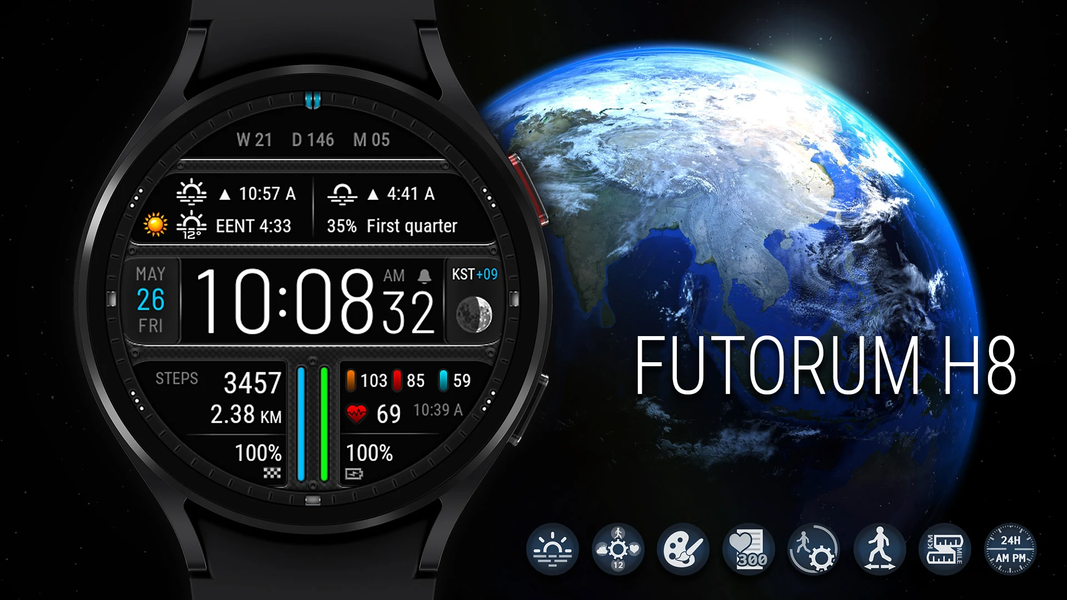 Futorum H8 Digital watch face - عکس برنامه موبایلی اندروید